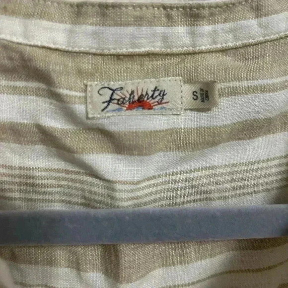 Faherty Isha Natural Bombay Stripe Linen Sleeveless Top Size Small - Picture 3 of 5